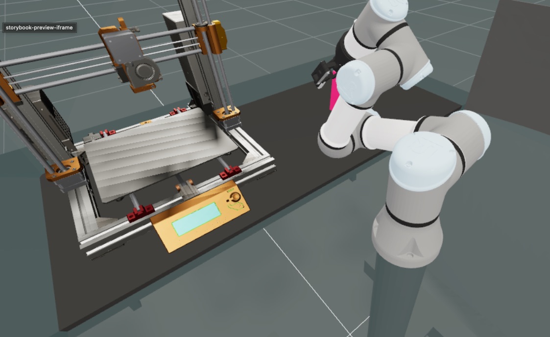 A blurred image of the RobotScene component, rendering a 3D scene containing a robot